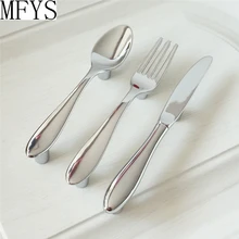 3'' Silver Knife Fork Spoon Chic Door Handles Kitchen Pulls Hardware Drawer Dresser Handle Cabinet Pulls Furniture Decor 76 mm fixmee fixmee new creative spoon knife fork kitchen cabinet closet drawer handle pulls 76mm