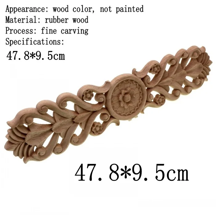 RUNBAZEF Woodcarving Decal Corner Applique Frame Door Decorate Wall Furniture Decorative Figurines Wooden Miniatures Ornaments - Цвет: B