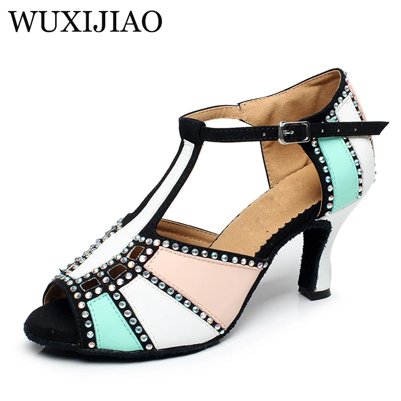 

WUXIJIAO Women's Sandals Paty Latin Waltz Dance Shoes HeelsLeatherette Shine Rhinestones Ballroom Salsa Dance Shoes HEEL7.5cm