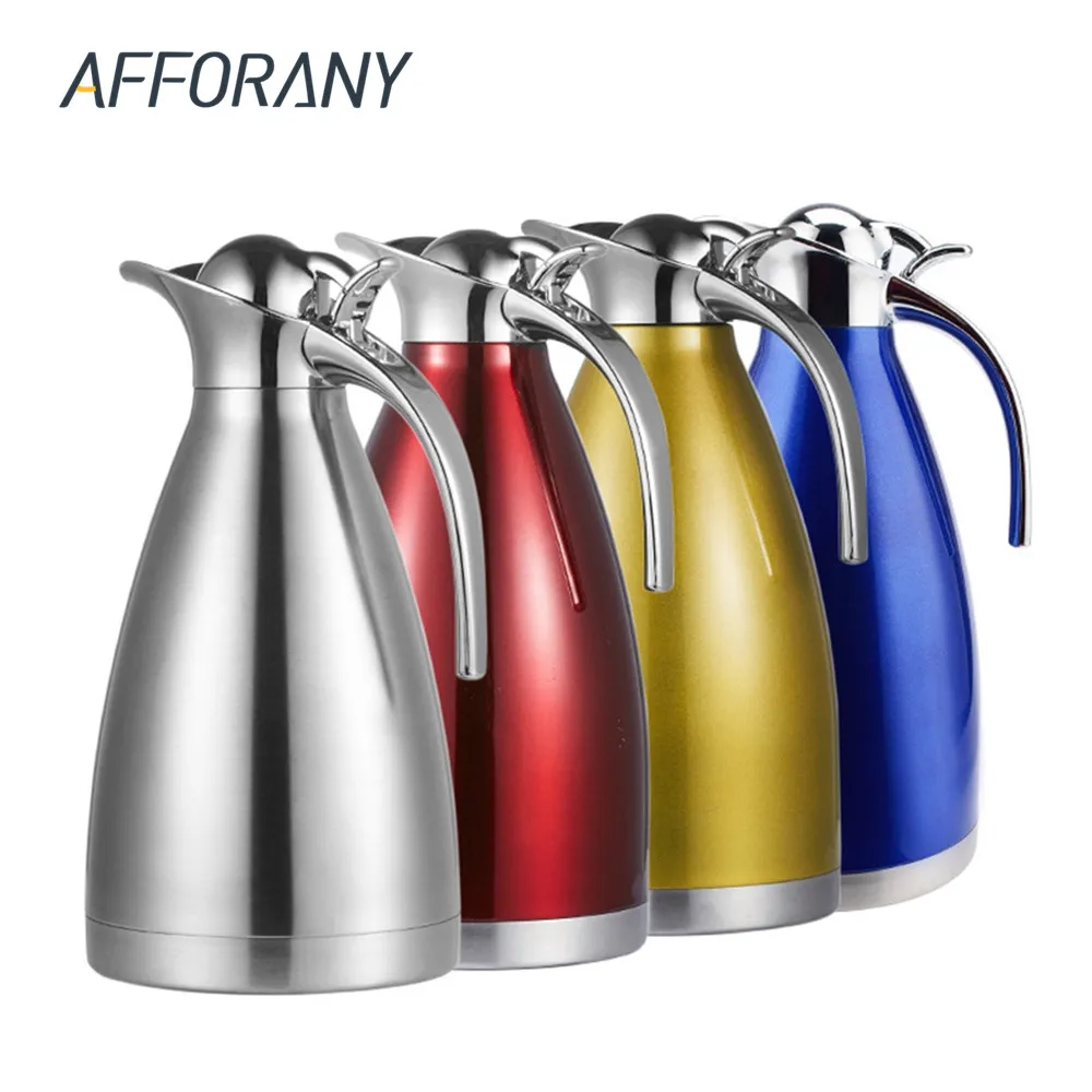 2L Stainless Steel Double Wall Vacuum Insulated Thermal Coffee Cafetiere Espresso Latte