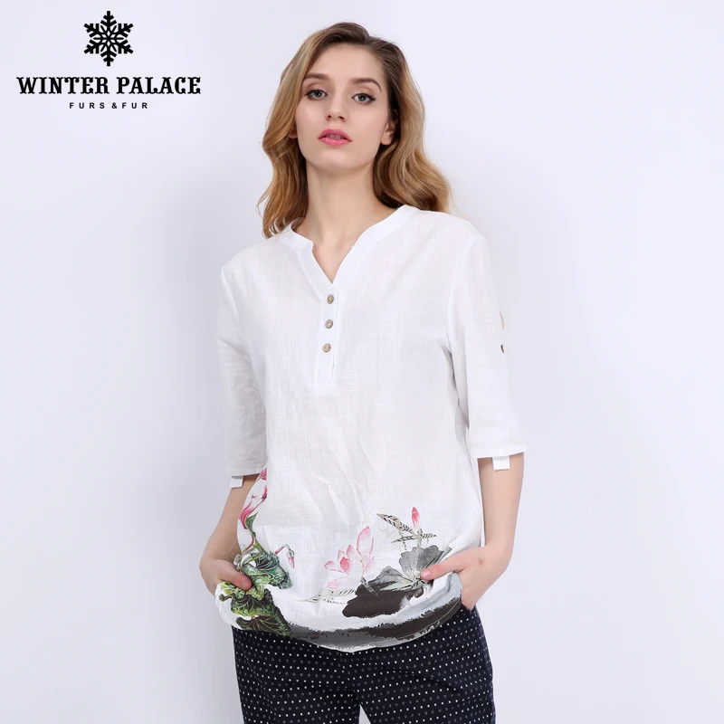 

Standing collar shirt female spring new 2018 long-sleeved chiffon white shirt female Hanfan lantern sleeve bottom coat