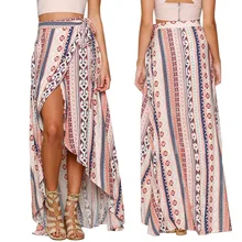 Женские летние богемные шифоновые свободные пляжные длинные юбки женские Boho винтажные печати Harajuku кружевные сексуальные юбки длиной до щиколотки