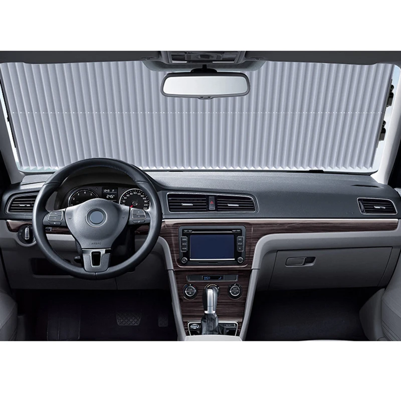 Car Retractable Curtain With UV Protection Front Windshield Visor Auto Shade New