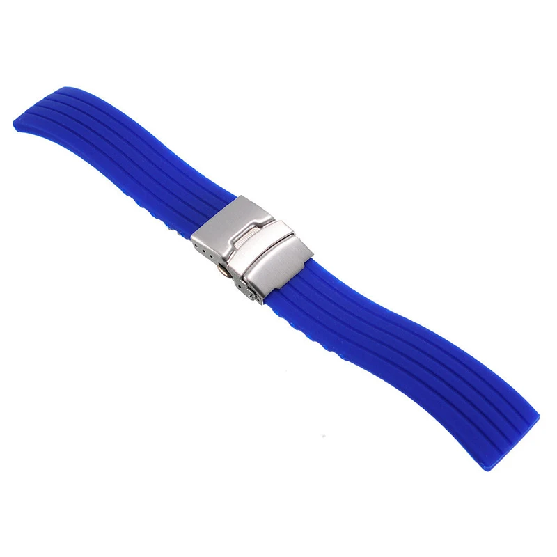 20mm 22mm reloj hombre Silicone Rubber Watch Strap Deployment Buckle Waterproof Band Sport Wrist Sweatband Watch Straps Band
