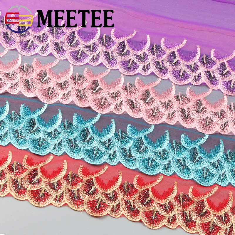 

5yards/lot 20cm Embroidery Peacock Phoenix tail feathers Net Lace Fabric Mesh Tulle Guipure Cord Lace Sewing DIY Doll Cloth 596