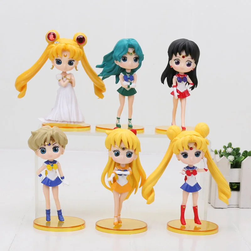 6 шт./лот Сейлор Мун Q карманная фигурка Usagi Tsukino Mercury Ami Mizuno Hino Ray Mars Венус Нептун