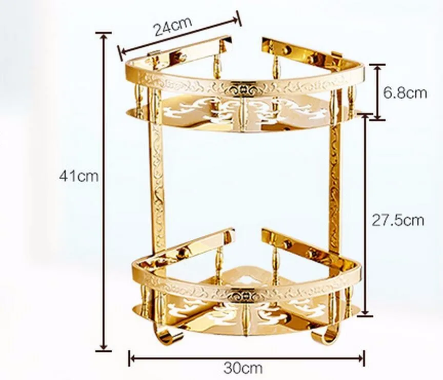Dofaso, угловая полка для хранения в ванной, Золотая стойка, настенная, золотая, медная, угловая, душевая полка, двухуровневая, держатель для мыла