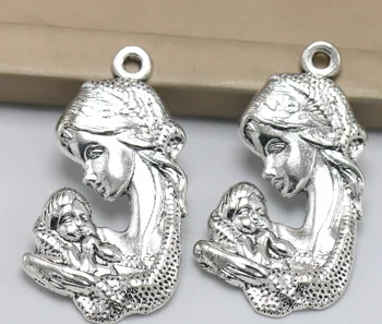 

40pcs charm Mother holding child pendant Antique silver 37*20mm craft alloy Jewelry earring bracelet necklace anklet Component