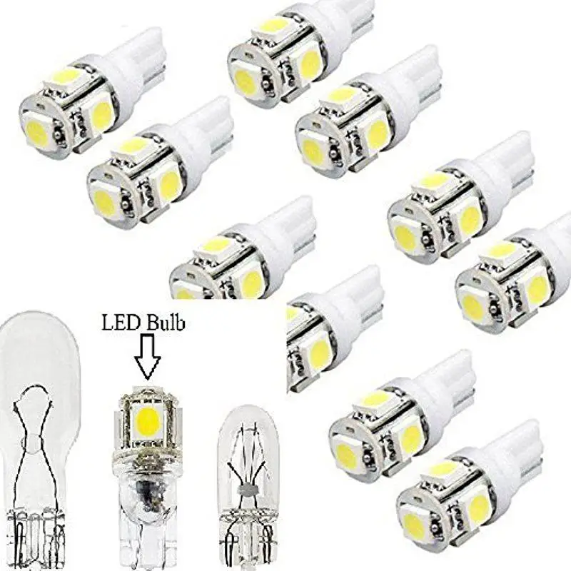 

Dragonpad 10x LED Replacements for Malibu Landscape Light 5 Led/smd Per Bulb 194 T10 T5 Wedge Base Cool White 12v Dc 1407ww