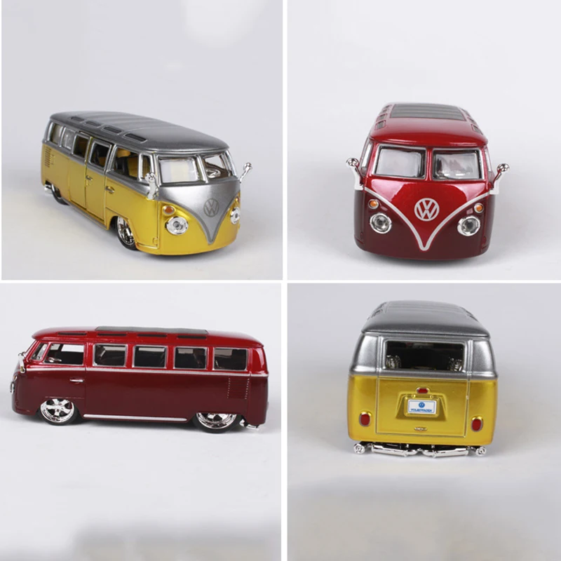 Красные и Желтые цвета 1/32 Масштаб Volkswagen VW Van Samba автобус модели коллекции подарки дисплеи