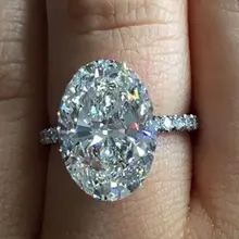 Милое женское большое овальное кольцо на палец, Мода 925, серебро, кристалл, циркон, камень, обручальное кольцо, винтажные Свадебные Кольца для женщин