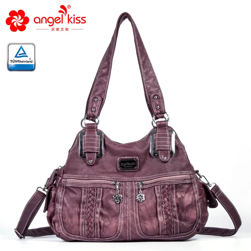 

Angels barcelo leather bags soft washing PU ladies casual tote hobos hand bags purse XS160922