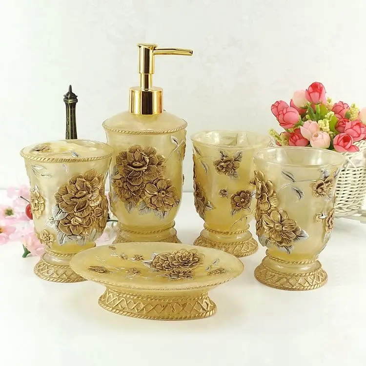 Cup Brush Bathroom Set Luxurious Fashion Resin Of Cup Brush Bathroom Set Luxurious