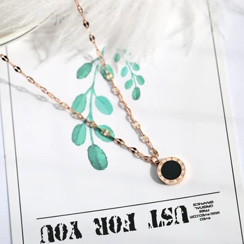 

YUN RUO Simple & Fashion Rose Gold Color Two Sides Shell Pendant Necklace Titanium Steel Jewelry Woman Never Fade Drop Ship