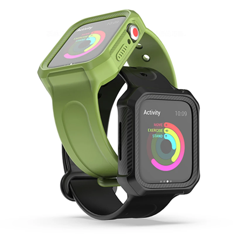 

For Apple Watch Band 44mm 40mm Protective Shock Resistant Bumper Case with Strap Soft Silicone wrist Bands for iwatch series 4
