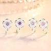 Серьги-клипсы в Корейском стиле с цветком вишни, без косточек, для девочек, вечерние, красивые, серебристые, без отверстий ► Фото 3/6