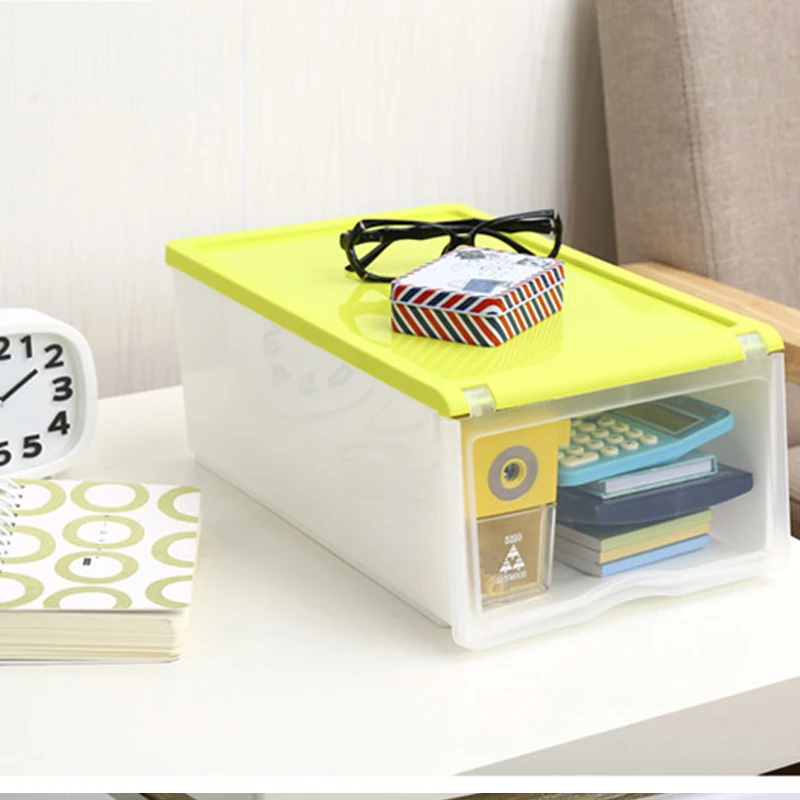 Зеленая пластиковая прозрачная коробка для обуви, утолщенная комбинированная раскладушка, Штабелируемый ящик для хранения, коробка для хранения салфеток, предметы домашнего обихода
