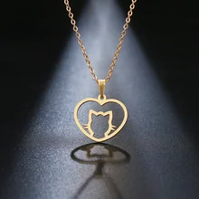 DOTIFI, ожерелье из нержавеющей стали для женщин, для влюбленных, золото и серебро, милый персонализированный кулон в виде кота, ожерелье, обручальное ювелирное изделие