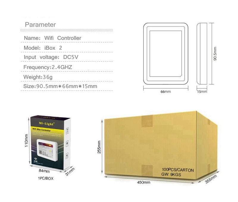 Mi Light WiFi iBox 2 светодиодный контроллер управления Smart 2,4G беспроводной RF WiFi RGB контроллер для Mi. Light RGBW WW RGBCCT панель с лампочками