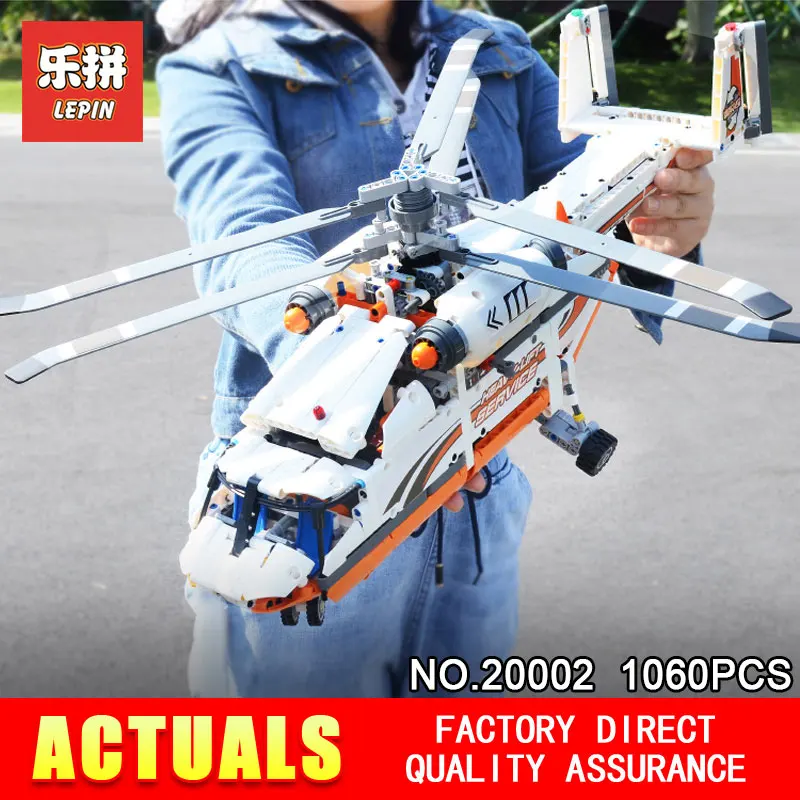 

NEW LEPIN 20002 technic series 1060pcs Double rotor transport helicopter Model Building blocks Bricks Compatible 42052 Boy toys