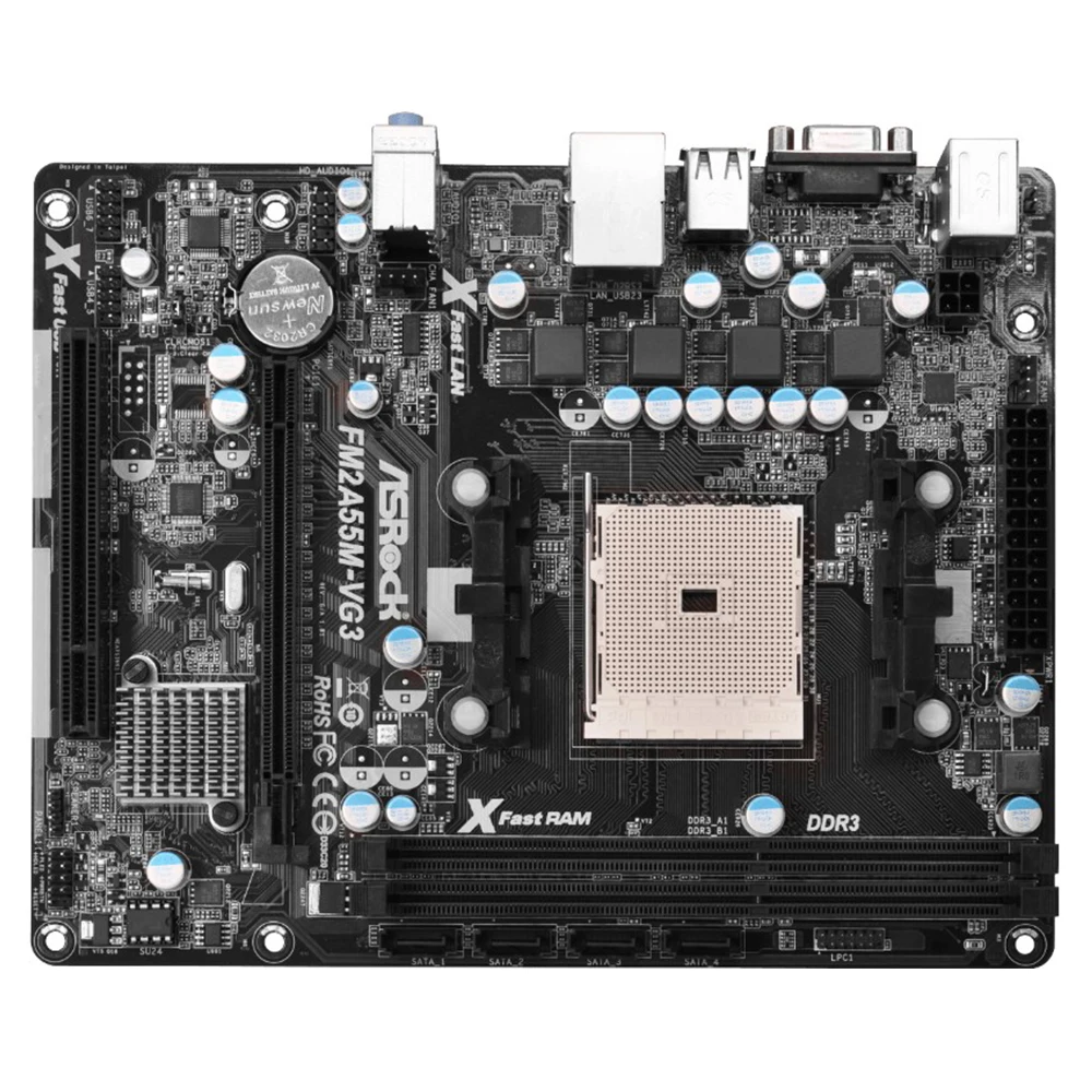 ASRock оригинальная FM2A55M-DGS материнская плата A55 разъем FM2 поддерживает DDR3 32 ГБ/для AMD A4/A6/A8 ЦП