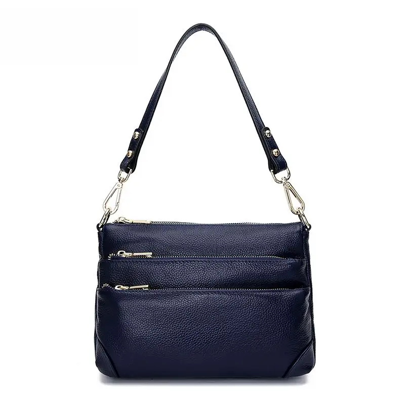 

LOEIL Spring and summer new leather handbags zipper compartment single shoulder Messenger bag head layer leather handbag tide