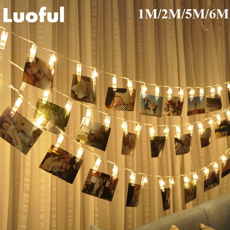 

20 40 50 LED Garland Card Photo Clip String Wedding String Fairy Lights Battery Powered Christmas Garlands New Year Decoration