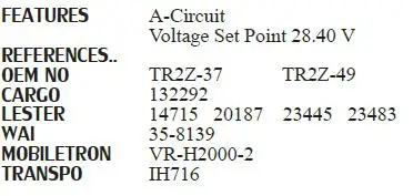 Генератор Напряжение регулятор 13547500/05-022 TR1Z-49 TR1Z-63 TR1Z-69 5-81270004-0 940038073 9.40038E+ 11 VR-H2000-2