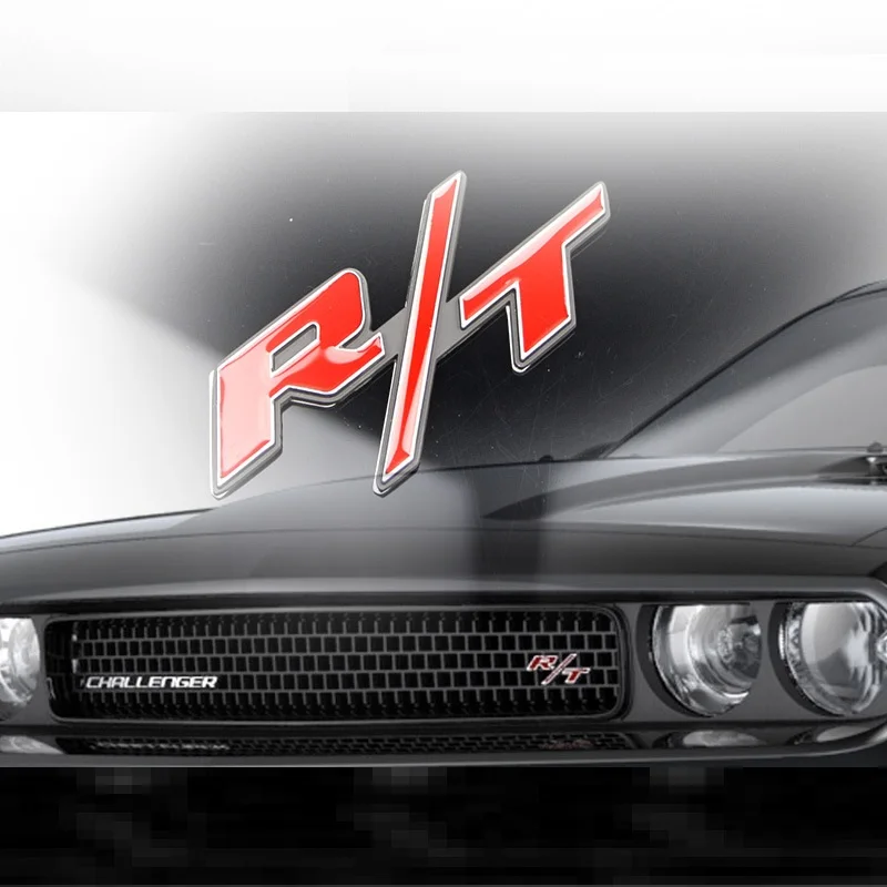 HOT Red RT Logo 3D Metal Chrome Car Sticker Badge Emblem Decal