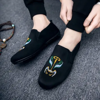 

Cresfimix male high quality plus size comfortable slip on shoes man cool chinese traditional printed shoes men black shoes a2731