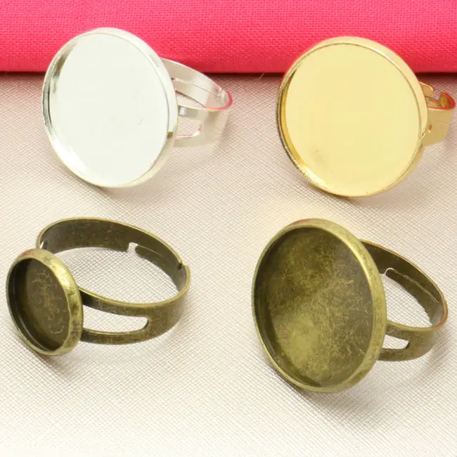 

10pcs Inner 18mm Adjustable "Y' wide flat shaped Ring Blank Bezel Setting Tray for Cameo Cabochons Antique Bronze/Silver/Gold