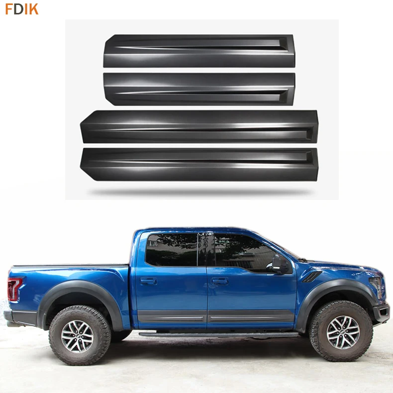 

4Pcs Black Body Side Skirt Line Molding Cladding Trim Panel Protector Cover for Ford F150 F-150 2015-2019