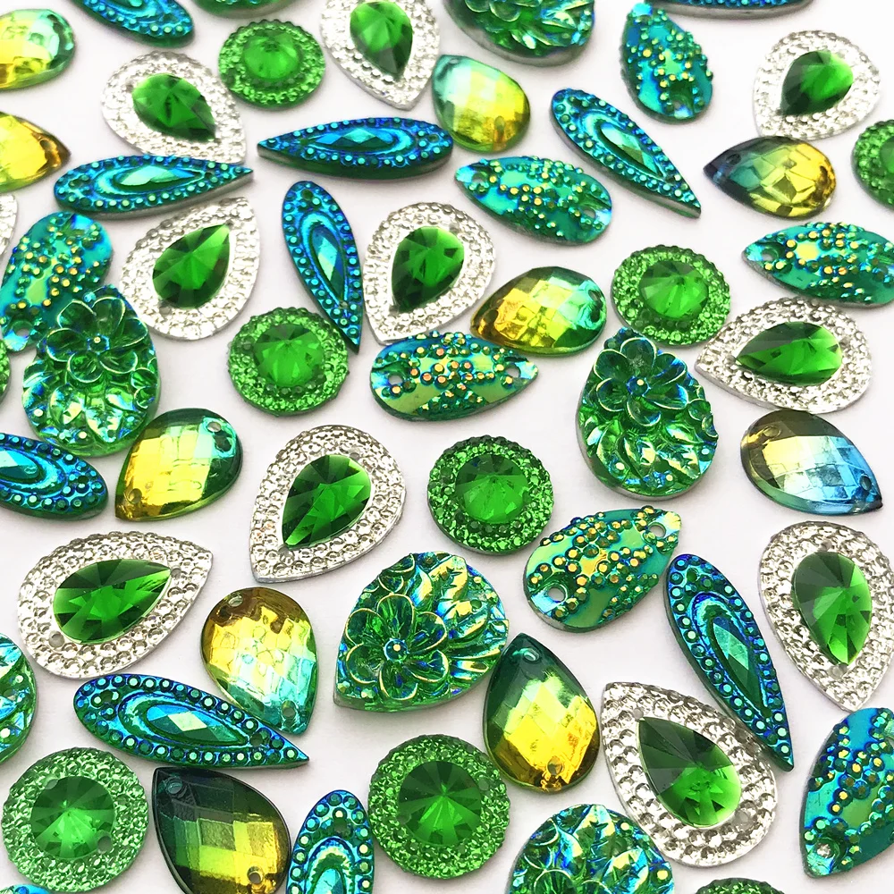 SHiny Sew on Crystals Kelly Stones Mix Shapes Sewing Rhinestones