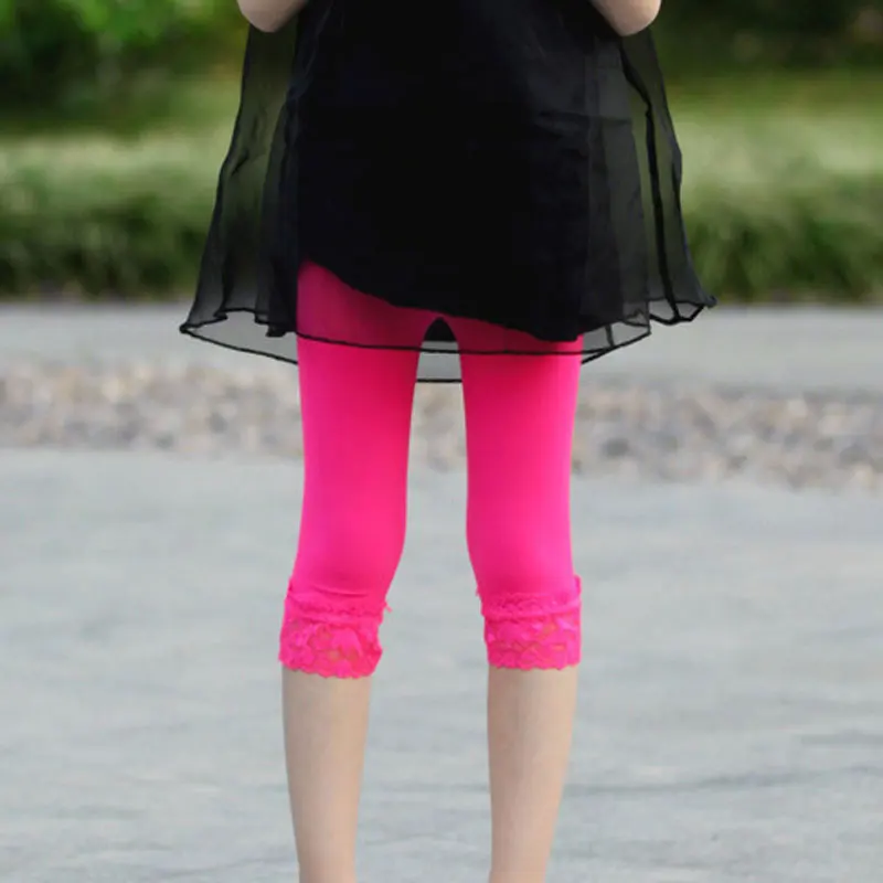 

Girls Leggings Summer Pants for Children mesh thin short trousers Kids Girl Elastic Lace 3-10 Years girls summer legging pants