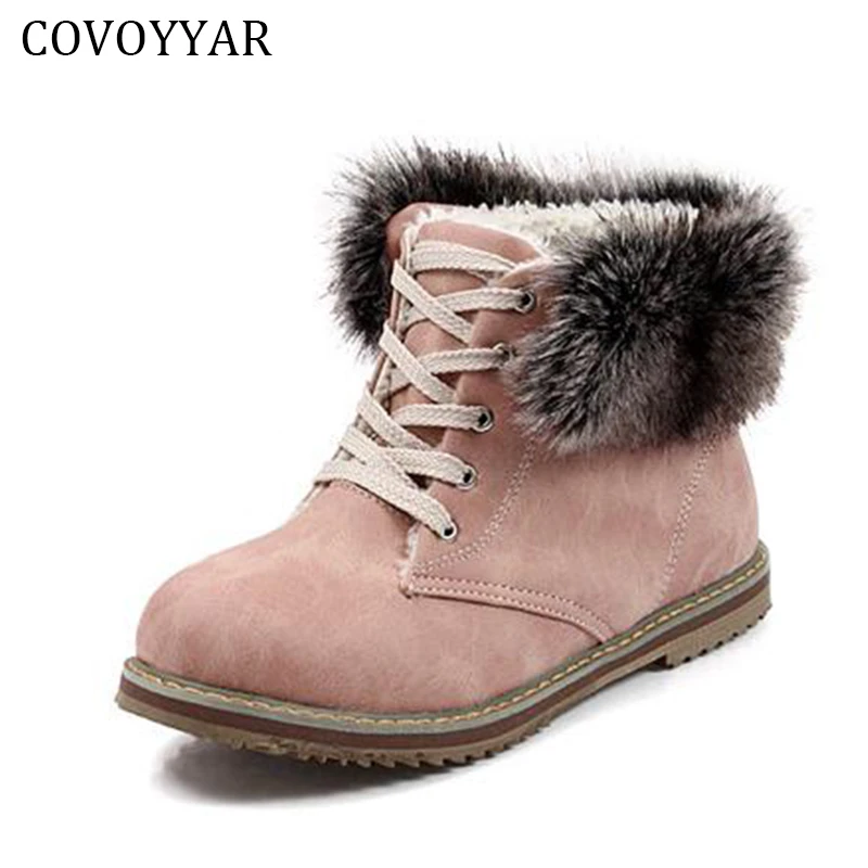 2019 Detachable Fur Cuff Women Boots Winter Warm Martin Combat Snow
