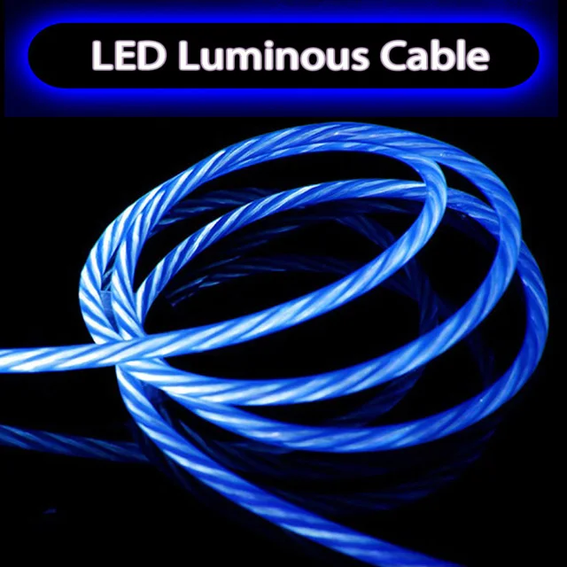 

Visible Flowing LED Luminous Micro USB Type C Charging Cable Microusb Data Wire Cord for Xiaomi Pocophone f1 Google Pixel 2 3