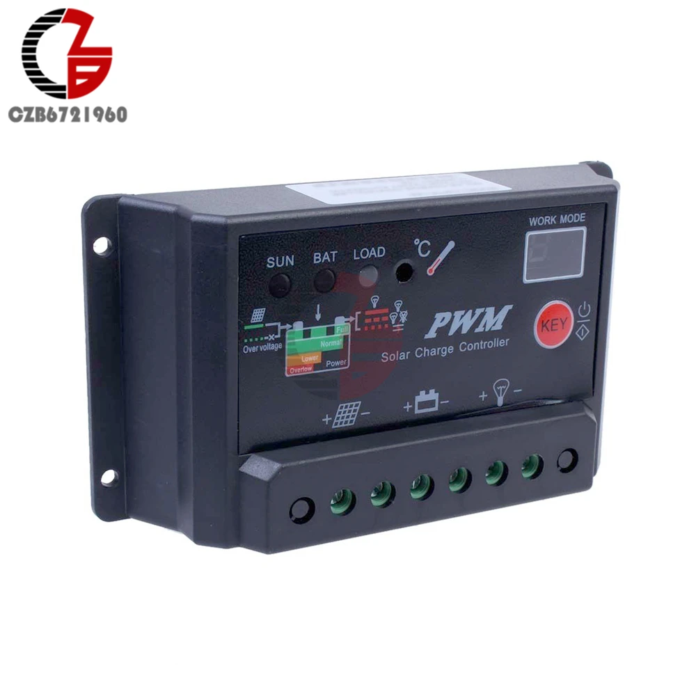 

DC 12V 24V Solar Controller Auto Panel Battery Charge Controller 10A PWM LCD Display Regulator Collector