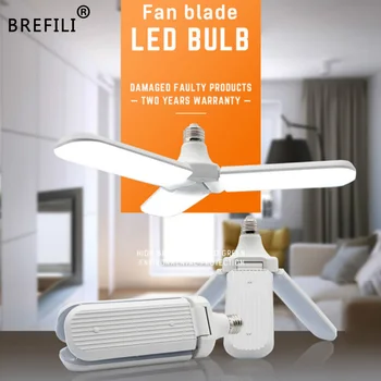 

45W E27 LED Bulb Foldable Fan Blade Light 228LEDs 2835 High Brightness Energy Saving Lighting for Home AC 110V/220V Ceiling Lamp
