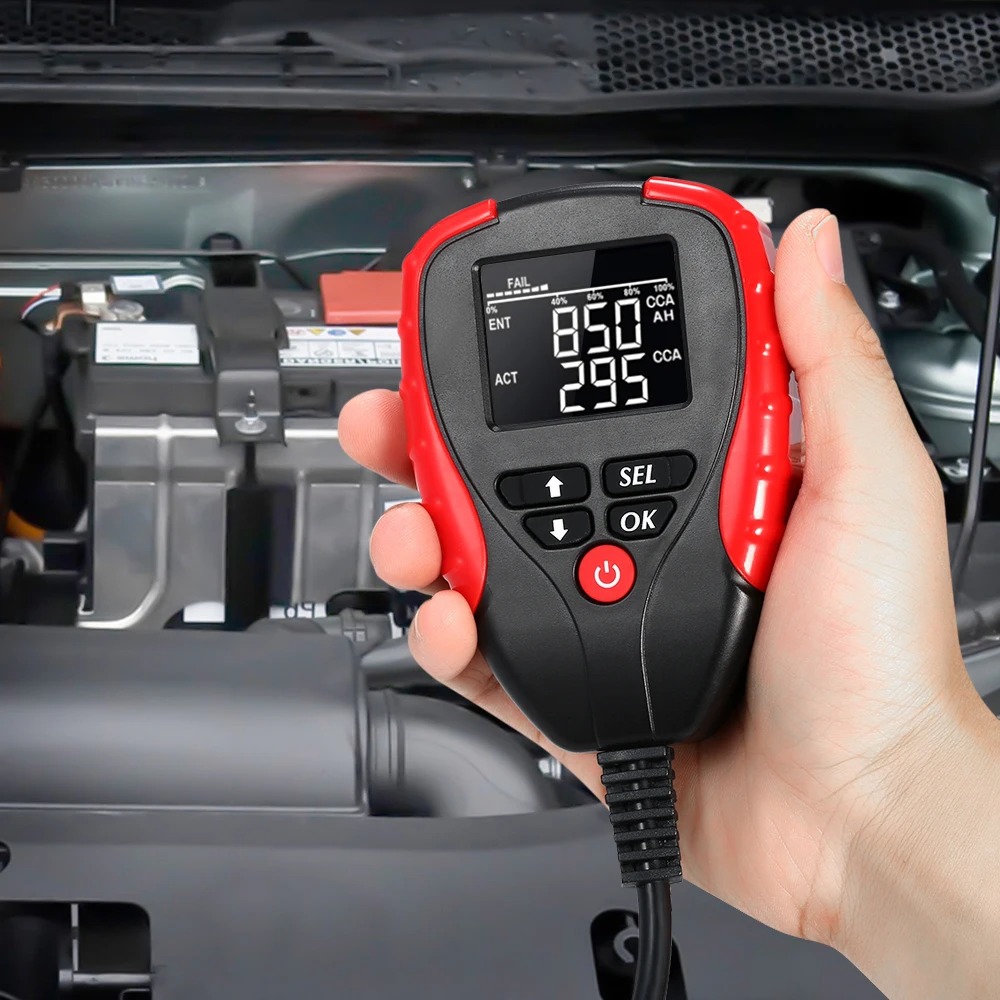 

KKMOON 12V Car Battery Tester Battery Capacity Tester AH/CCA Mode Voltage Internal Resistance Battery Life Percentage Analyzer