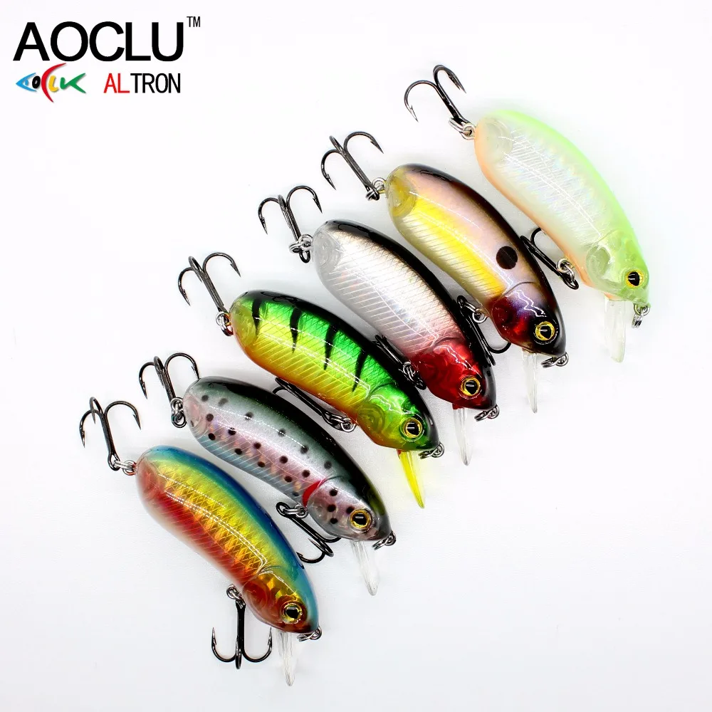 

AOCLU NEW 6pcs/lot lures wobblers 5.5cm 10g Hard Bait Minnow Crank fishing lure VMC hooks 6 colors tackle free shipping