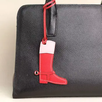 

Famous Brand Designer Handmade Lambskin Genuine Real Leather Fashion Boot Keychain Pendant Key Chain Women Bag Charm Accessories