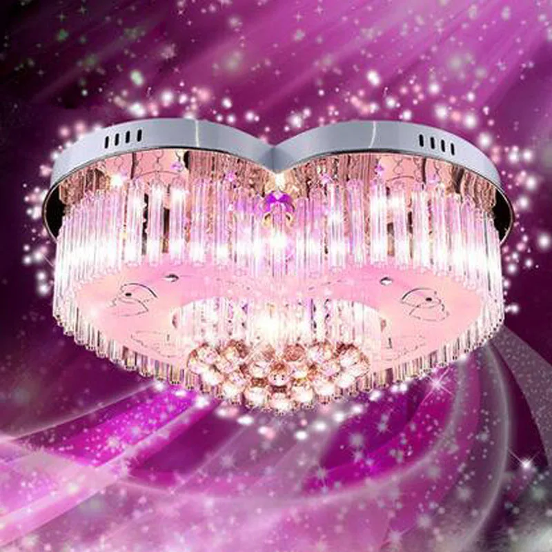 Bluetooth Музыка Спальня легкий минималистичный светодиодный потолочный светильник 220 V-240 V с украшением в виде кристаллов лампа Свадебные теплые романтическое освещение в виде сердечек