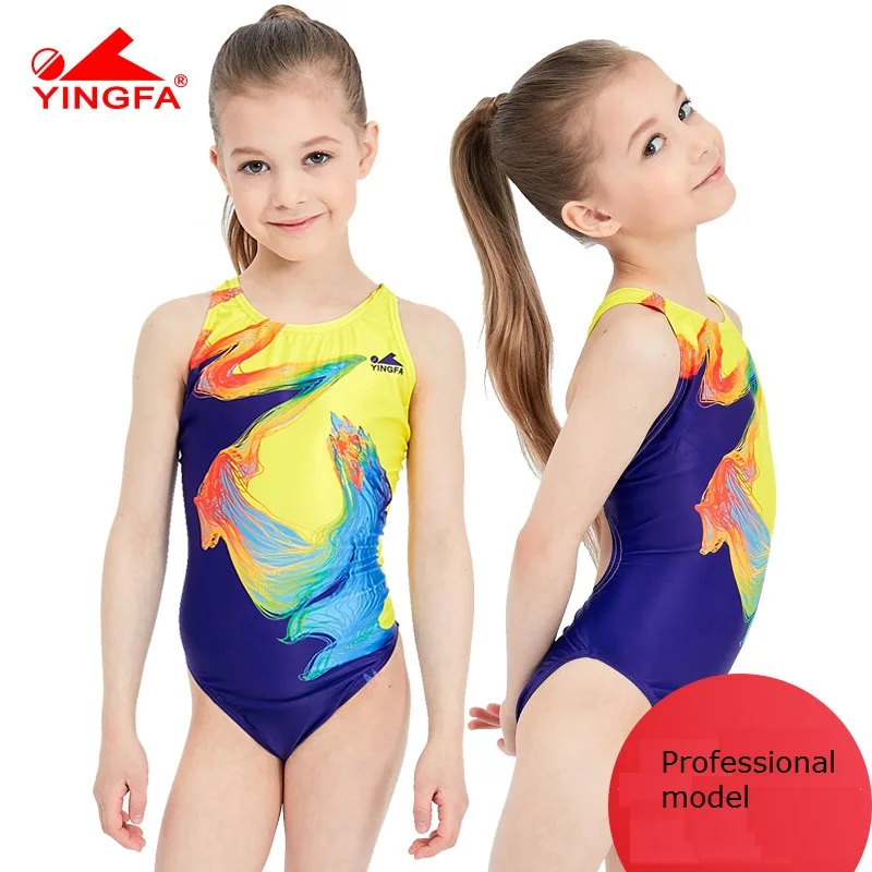 Yingfa детские цельные купальники для девочек, спортивные купальные костюмы для соревнований, купальники для девочек, профессиональные купальники