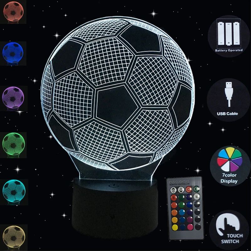 3D Ball Football Illusion Lamp LED Night Light USB Table Desk Bedroom Decor 3D Ball Football Illusion Lamp LED Night Light USB Table Desk Bedroom Decor