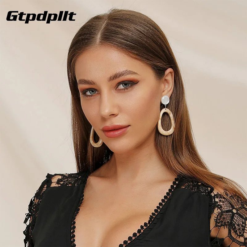 

Gtpdpllt Boho wood semicircle drop earrings female Vintage handmade women earrings Fashion ethnic ladies accessories jewelry