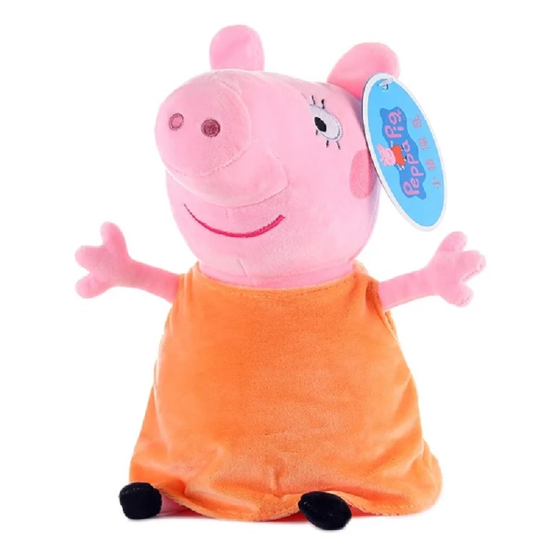 Свинка Пеппа, 19 см, розовая свинка, плюшевые игрушки, высокое качество,, мягкая плюшевая кукла в виде животных из мультфильма, для детской семьи, вечерние, подарок - Цвет: 19 cm