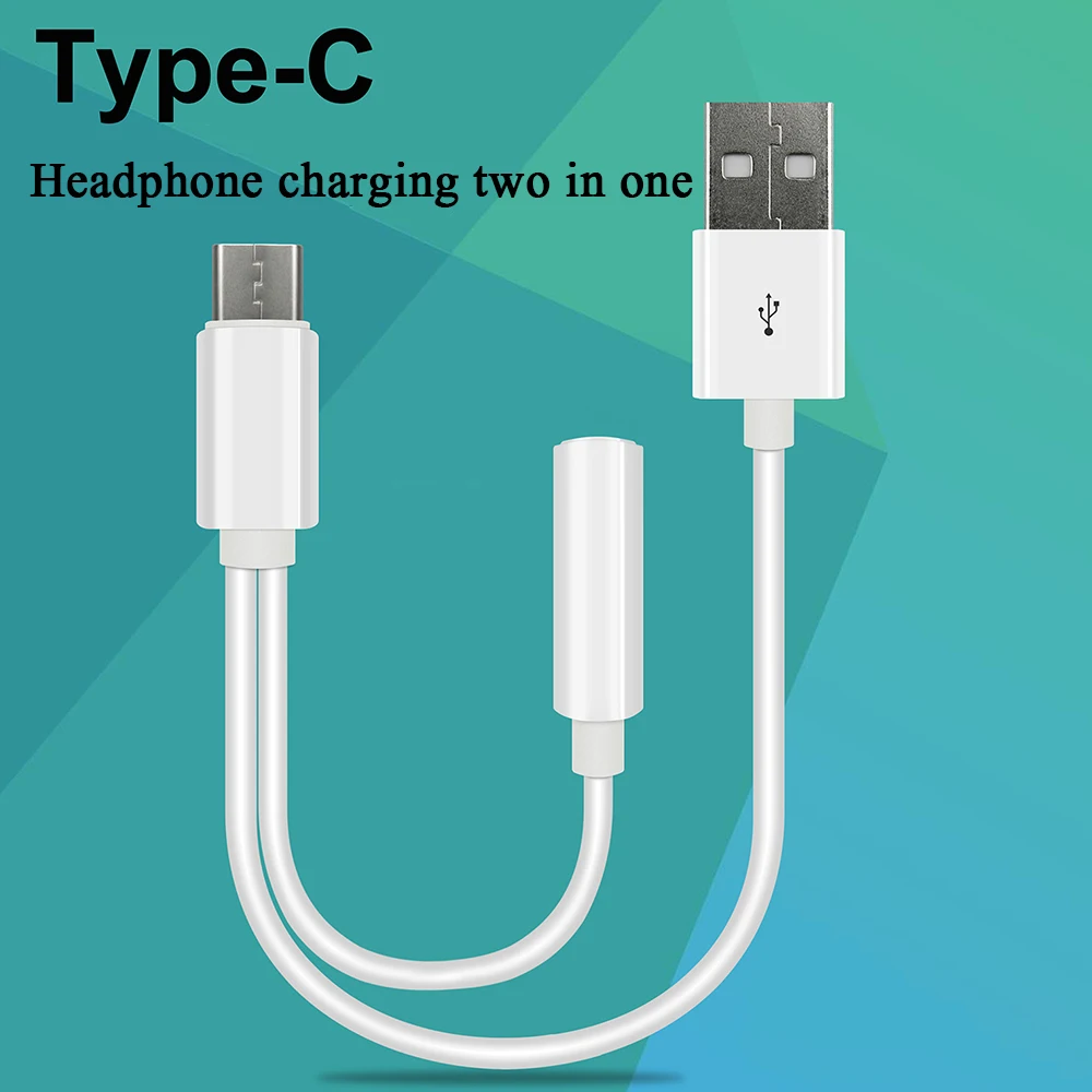 

Type-C Headphone Charging Splitter Two In One USB-C Male To Female 3.5mm Audio Output Earphone Adapter Cable