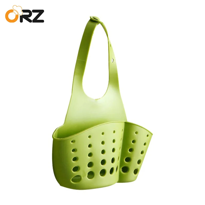 

ORZ Kitchen Drain Basket Sink Sponge Holder Bathroom Soap Comb Storage Shelf Portable Hanging Drain Bag Storage Holder Rack