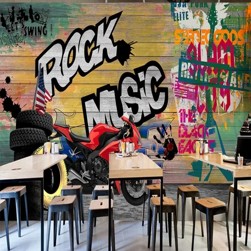 Us 1146 30 Di Scontocarta Da Parati 3d Personalizzato Moderna Street Art Moto Graffiti Sfondo Muro Di Carta Da Parati Pittura Decorativa