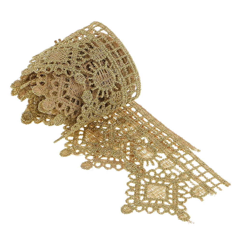 1 Yard Golden Metallic Embroidery Lace Trim Sewing Supplies DIY Crafts